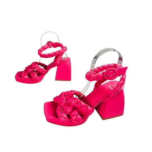 Circus by Sam Edelman Flamingo Pink Mable Braided Strap Heels Sandals 8M EU 38 - Picture 3 of 9